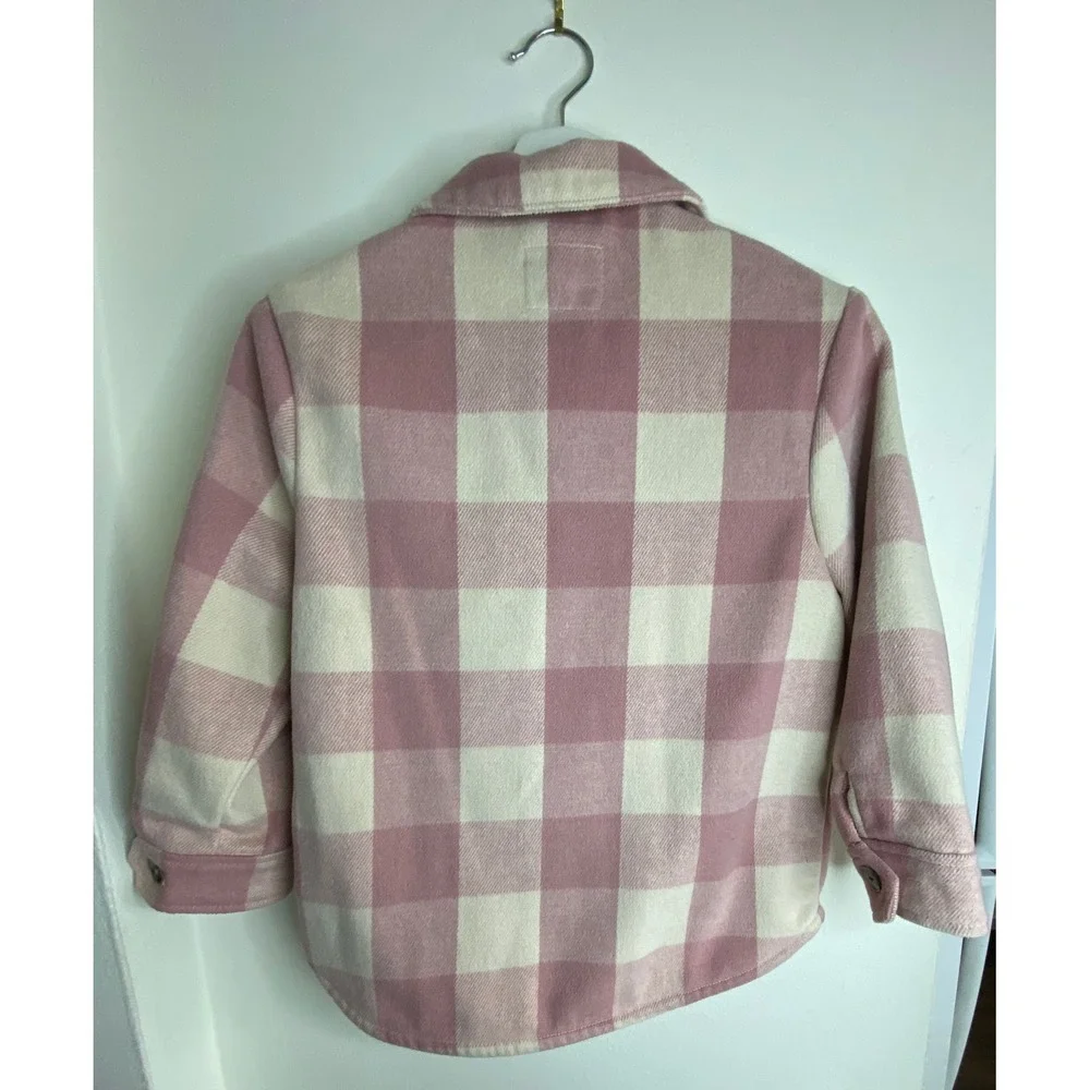 Old Navy Kids Pink Buffalo Plaid Shacket Button Front Shirt Jacket Size‎ M 8